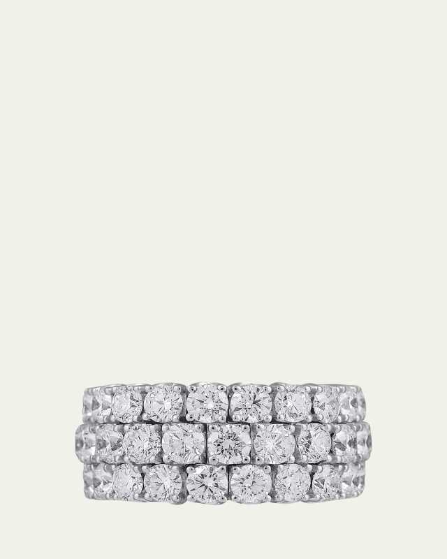 18K White Gold Xpandable 3-Row Diamond Ring