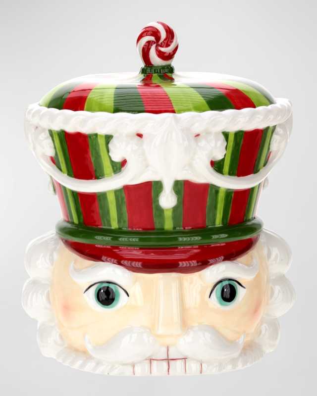 Nutcracker Head Jar, Red and Green