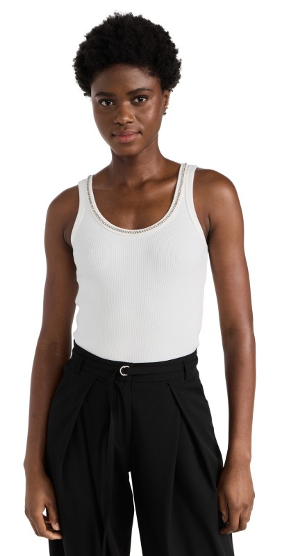 Pixie Market Diamond Neckline White Tank White
