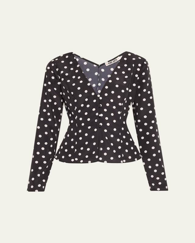Aida Polka Dot Long-Sleeve Top