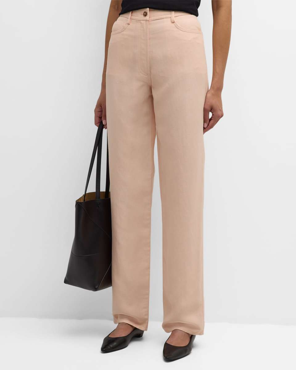 Peran High-Rise Linen-Blend Wide-Leg Pants