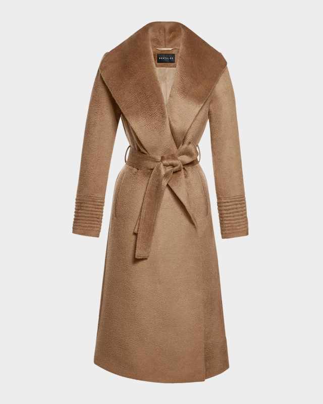 Belted Suri Alpaca Long Wrap Coat