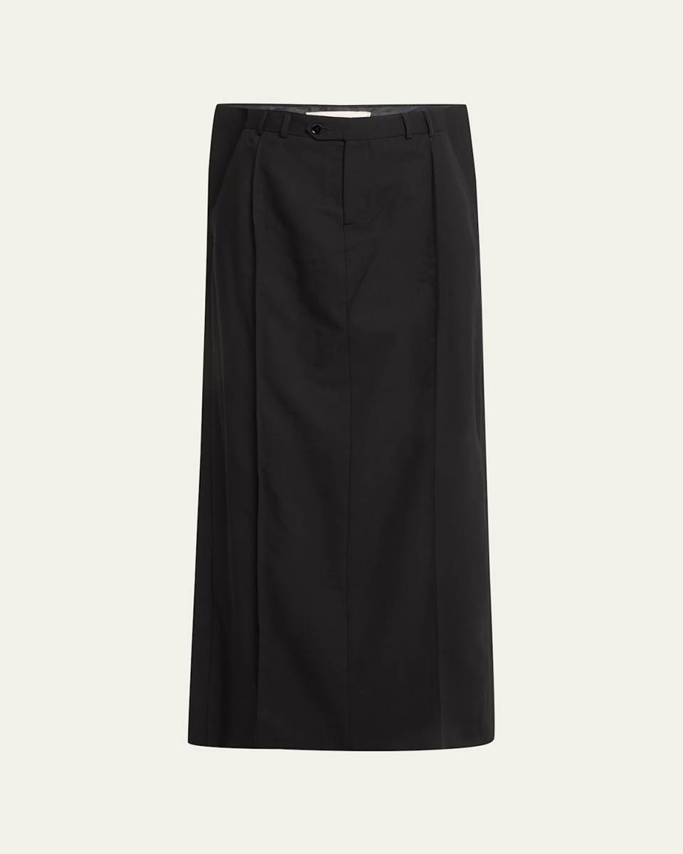 Long Side Ribbed Wool Skirt