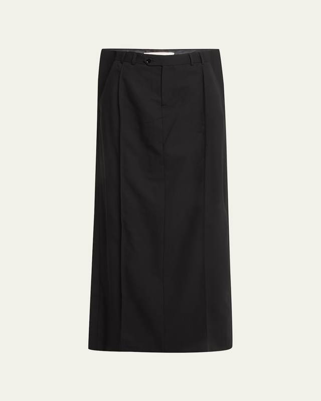 Long Side Ribbed Wool Skirt