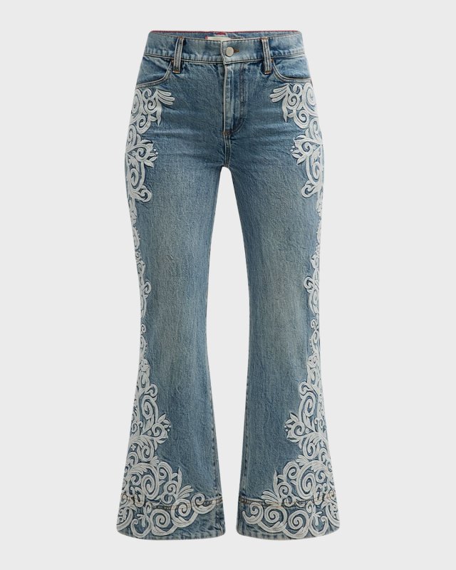 Beautiful Embroidered Cropped Bootcut Jeans