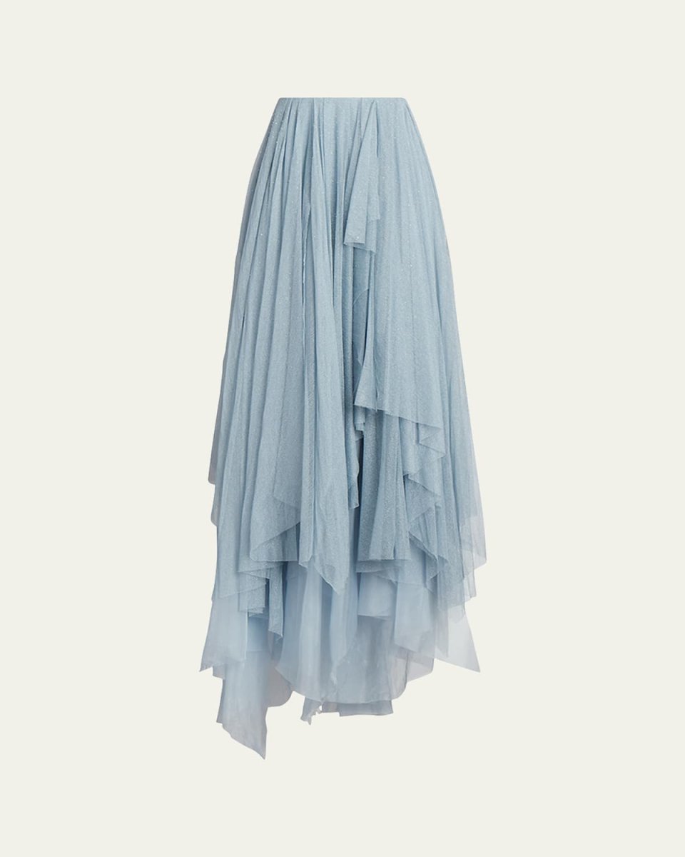 Alvey Layered Metallic Tulle Maxi Skirt