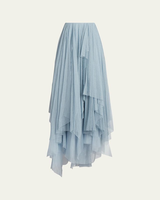 Alvey Layered Metallic Tulle Maxi Skirt