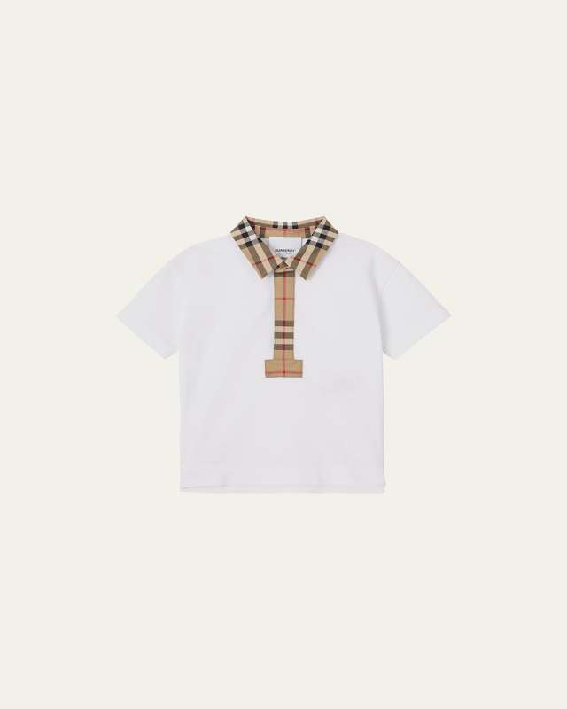 Boy's Johane Micro Check Polo Shirt, Size 6M-2