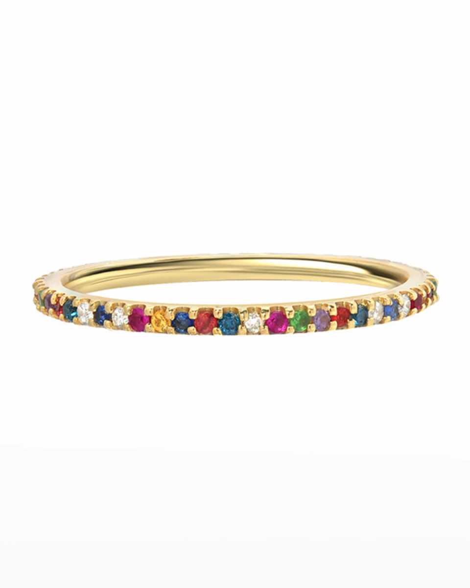 14k Rainbow Eternity Ring, Size 6-