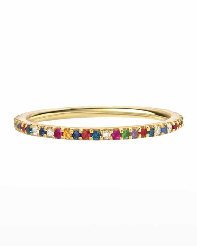 14k Rainbow Eternity Ring, Size 6-