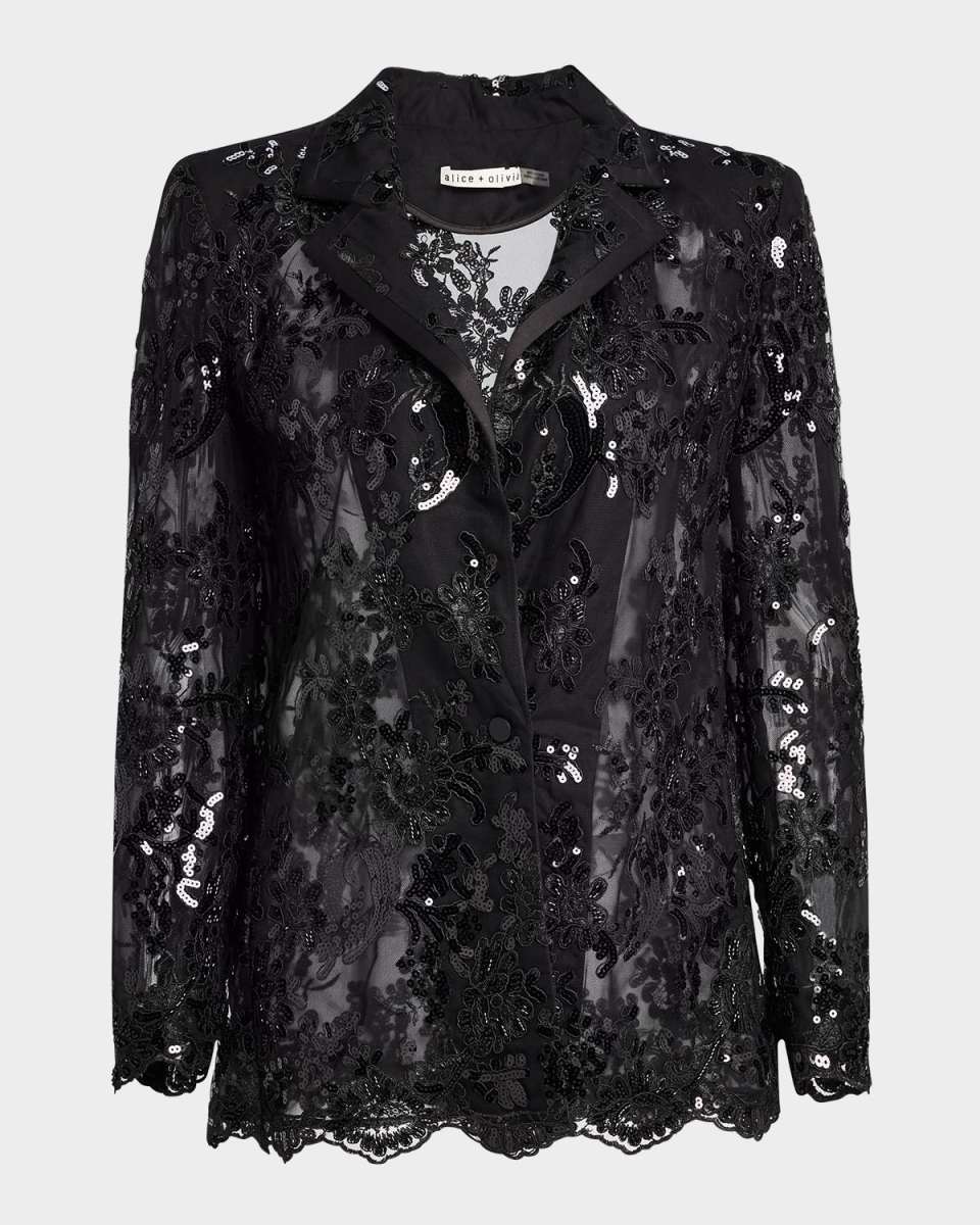 Judith Embellished Sheer Lace Blazer