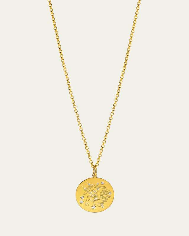 18K Yellow Gold Taurus Zodiac Pendant Necklace with Diamonds