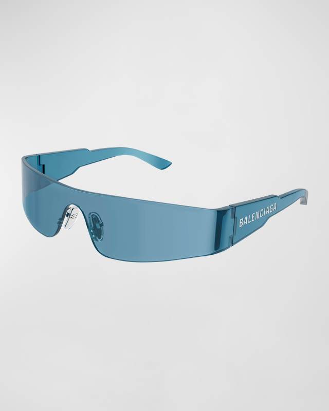 Mirrored Rimless Wrap Sunglasses