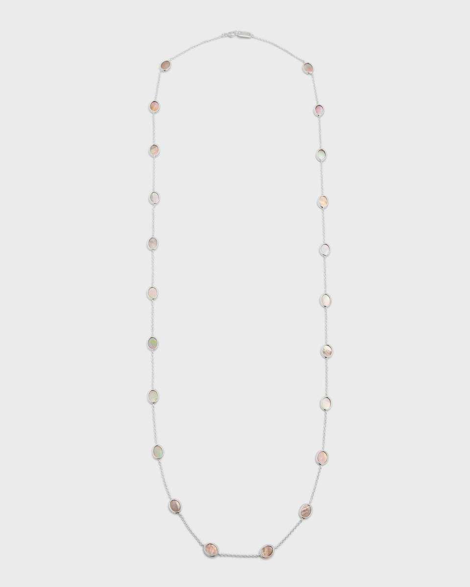 Sterling Silver Polished Rock Candy Long Confetti Necklace