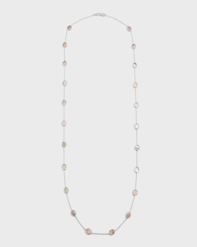 Sterling Silver Polished Rock Candy Long Confetti Necklace