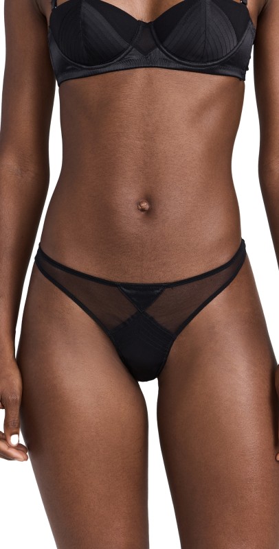 Fleur du Mal Top Stitch Thong Black