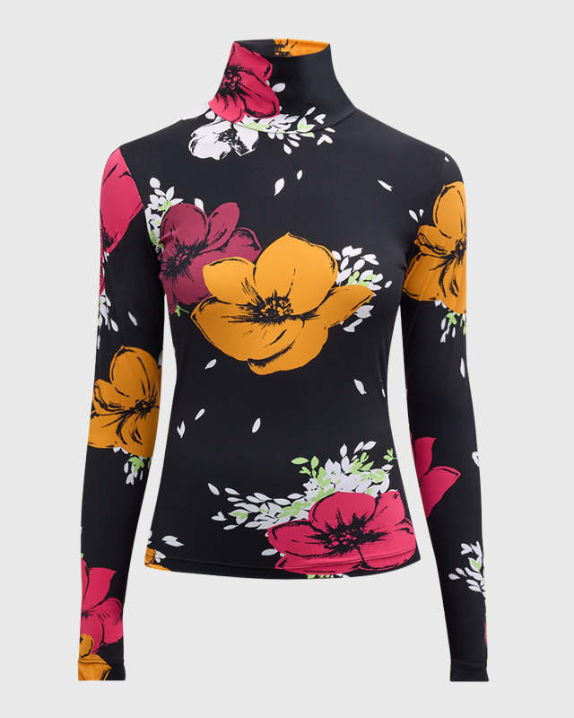 Floral Print Turtleneck Top