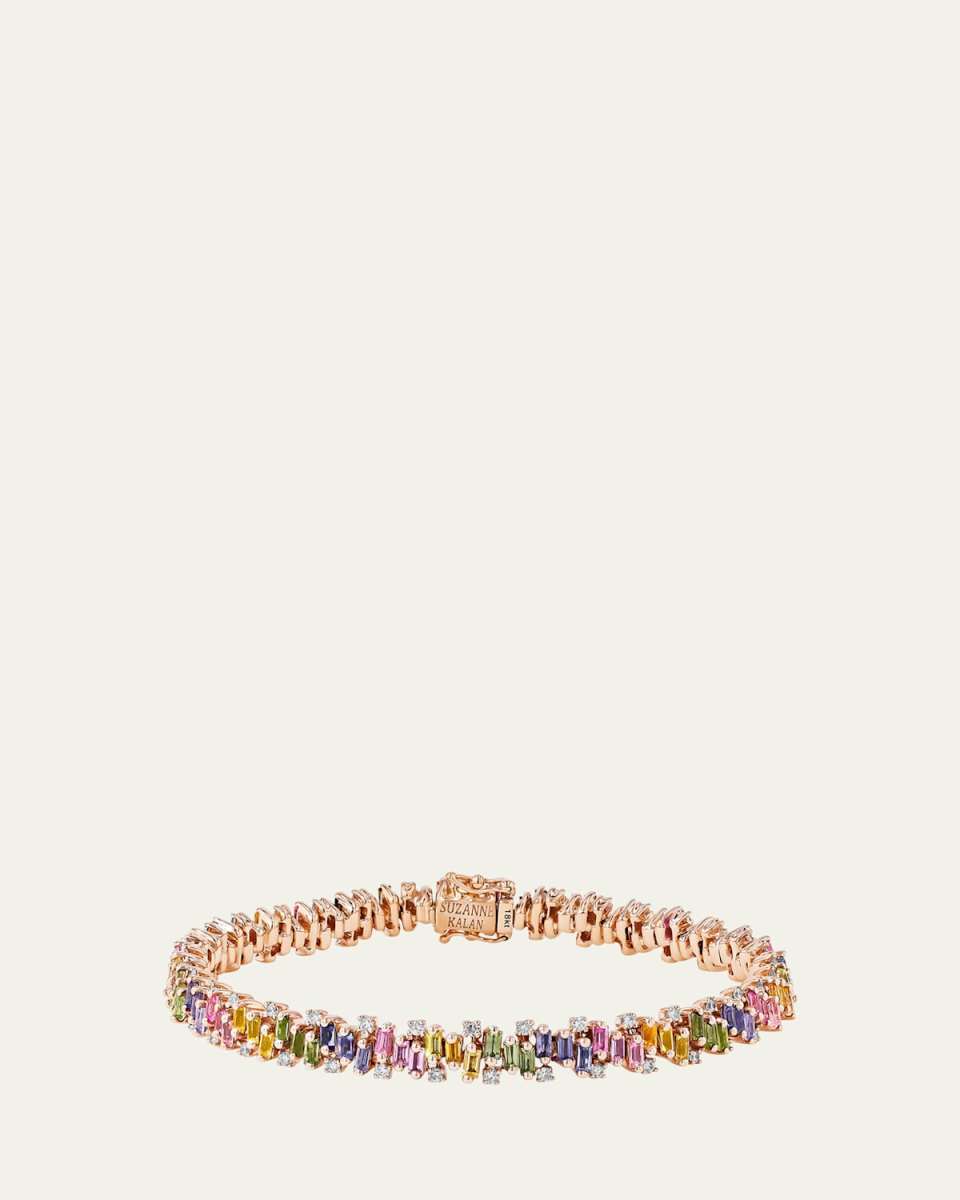 18K Rose Gold Pastel Sapphire and Diamond Tennis Bracelet
