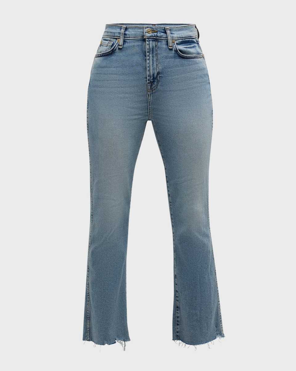 High-Rise Slim Kick-Flare Jeans with Raw Hem