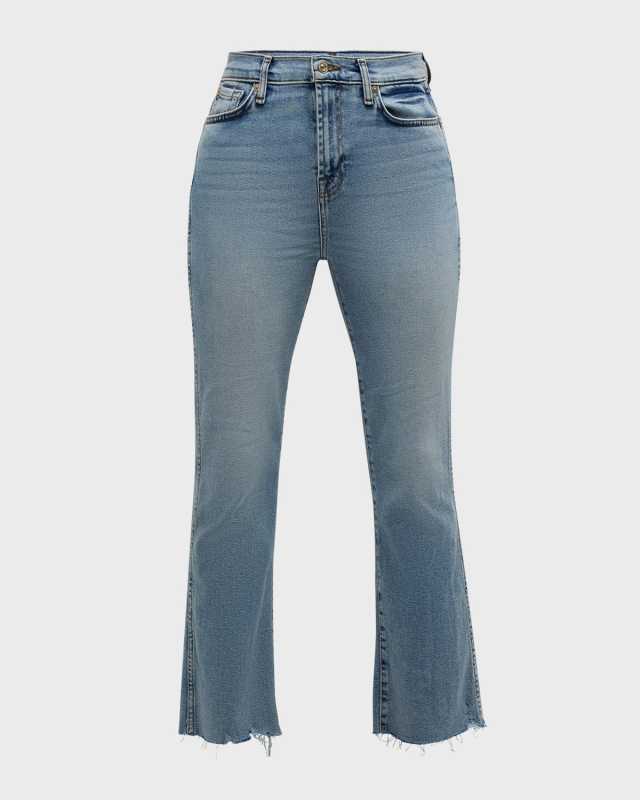 High-Rise Slim Kick-Flare Jeans with Raw Hem