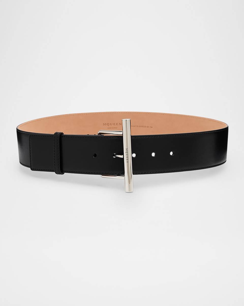 Silvertone Cross-Bar Leather Wide Sling Belt