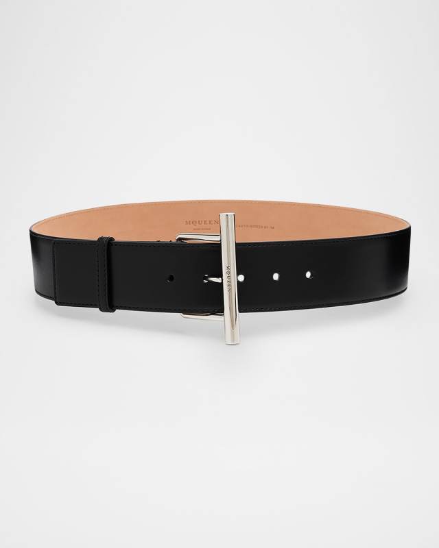 Silvertone Cross-Bar Leather Wide Sling Belt