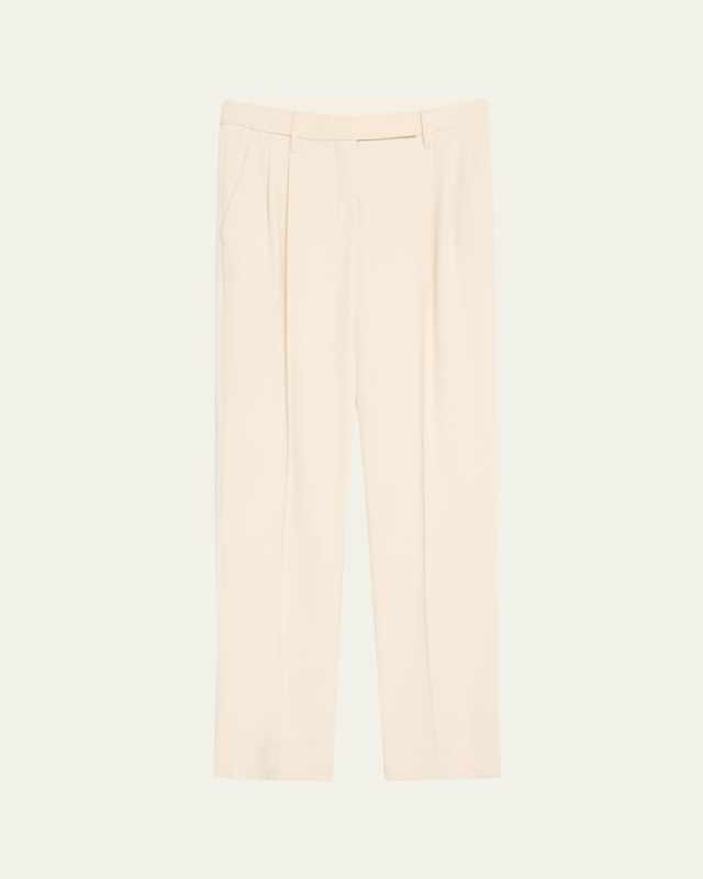 Stretch Wool Grisaille Double-Pleated Trousers
