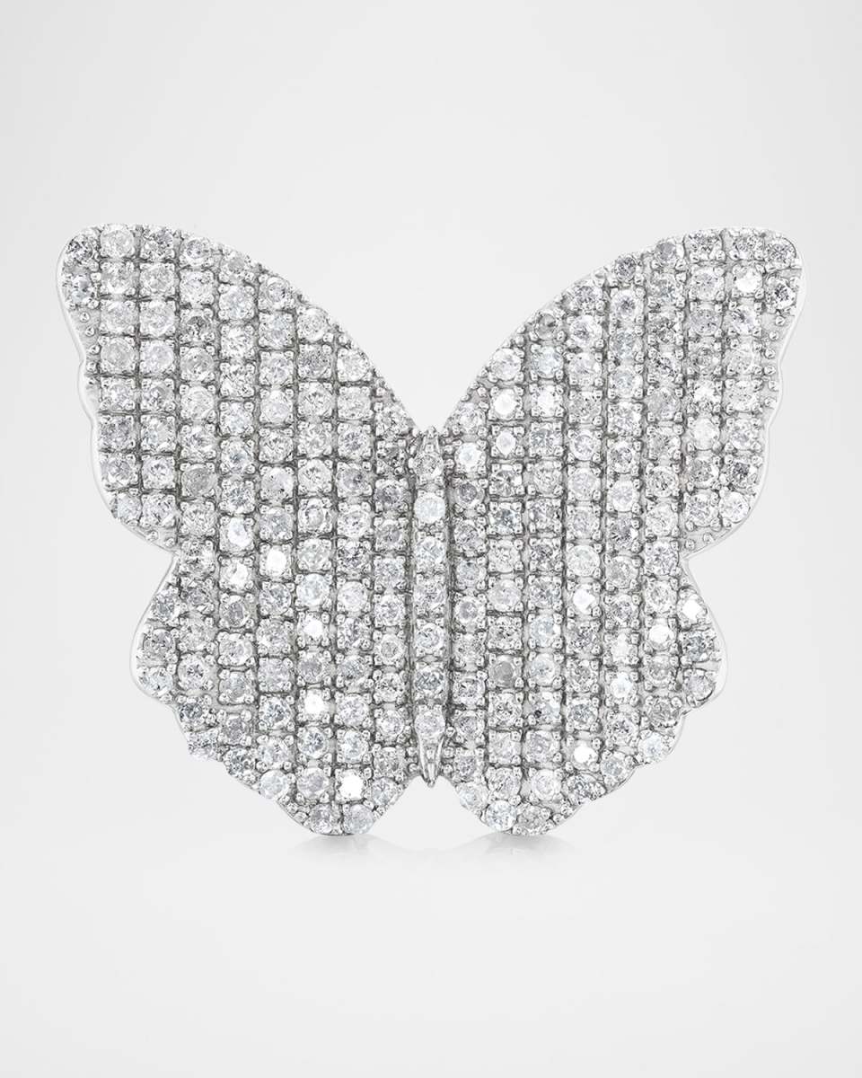 Medium Diamond Butterfly Ring in Sterling Silver