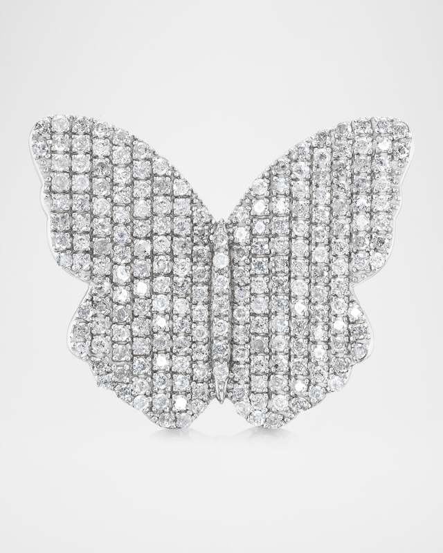 Medium Diamond Butterfly Ring in Sterling Silver