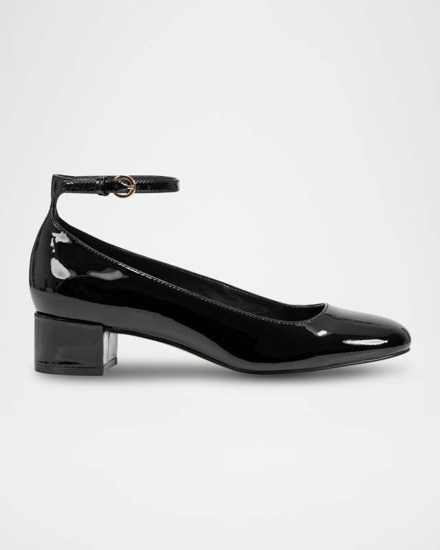 Patent Ankle-Strap Ballerina Pumps