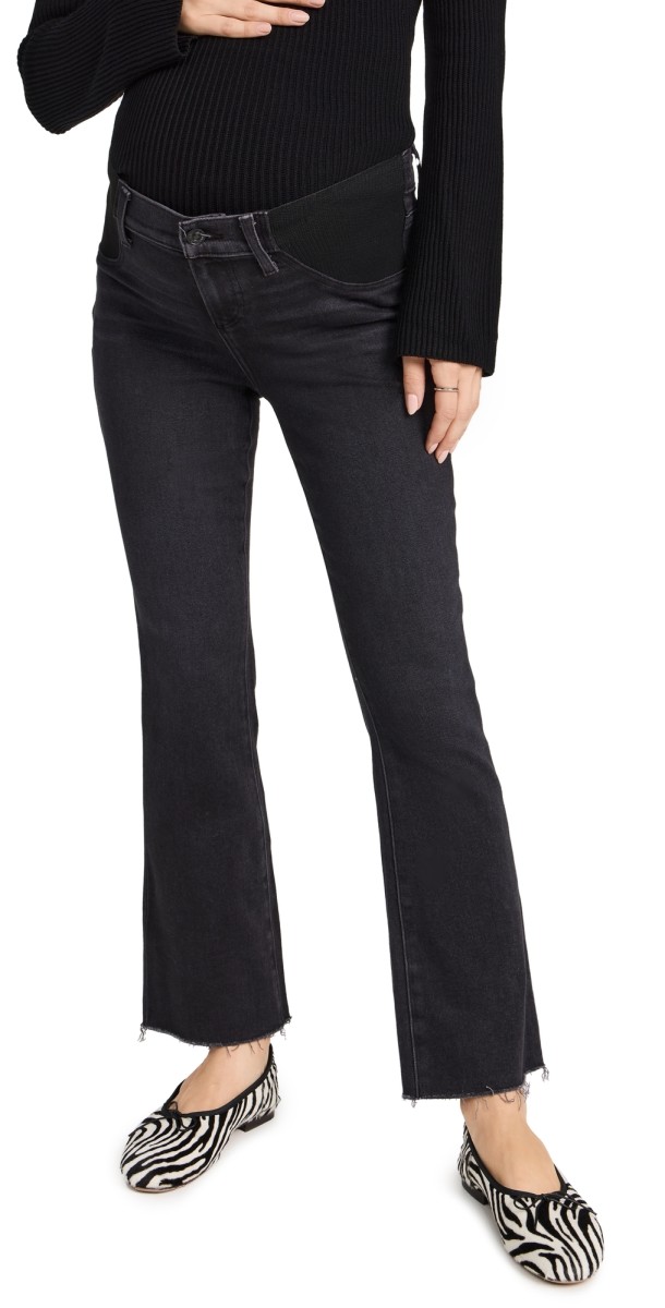 PAIGE Claudine Maternity Jeans with Raw Hem Black Lotus