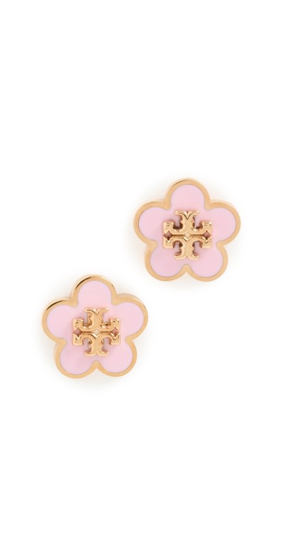 Tory Burch Kira Enamel Flower Stud Earrings Tory Gold/Orchid Pink
