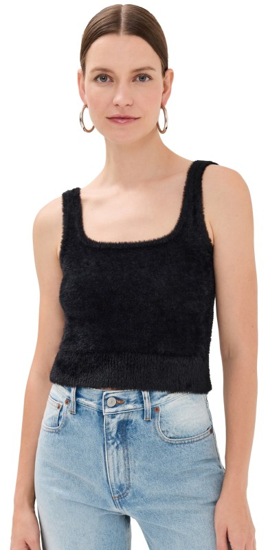 Good American Fuzzy Tank Black001