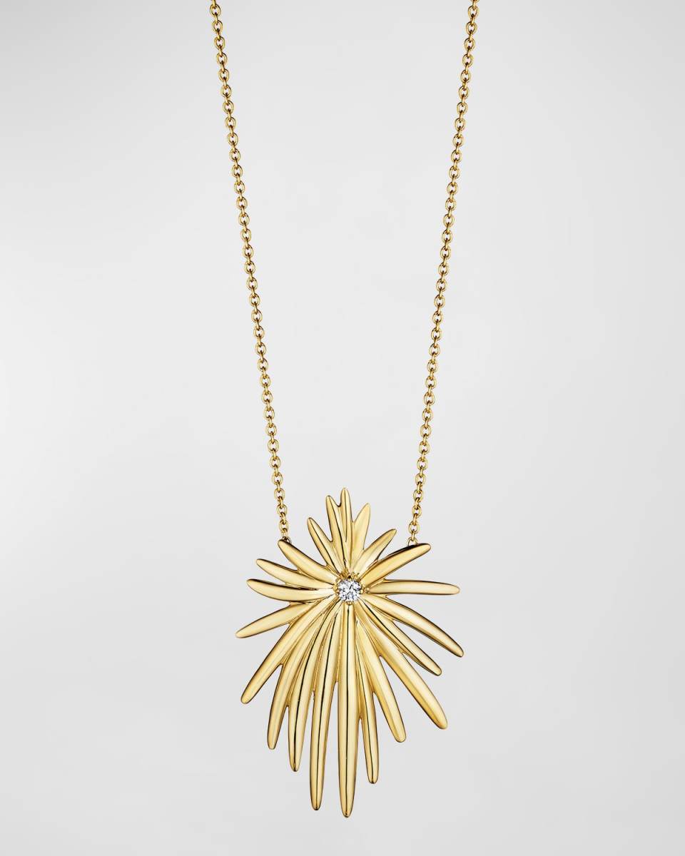 18K Tribal Yellow Gold Necklace with VS-GH Diamond, 24"