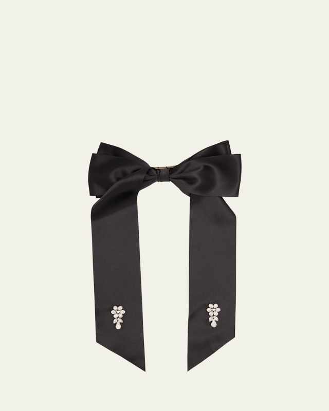 Crystal Flower Bow Barette