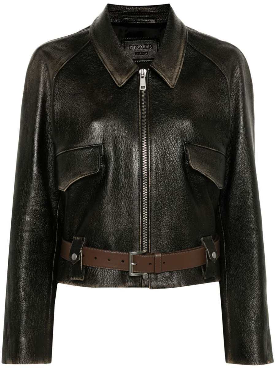 belted leather jacket