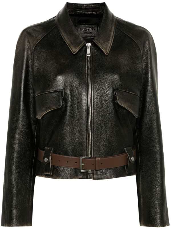 belted leather jacket