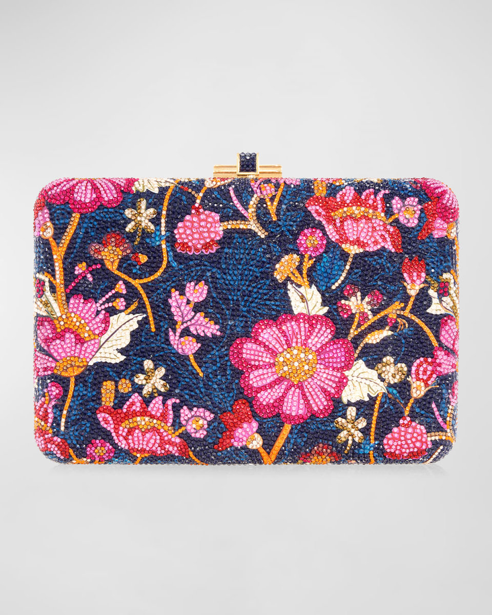 Brocade Crystal Slim Clutch Bag