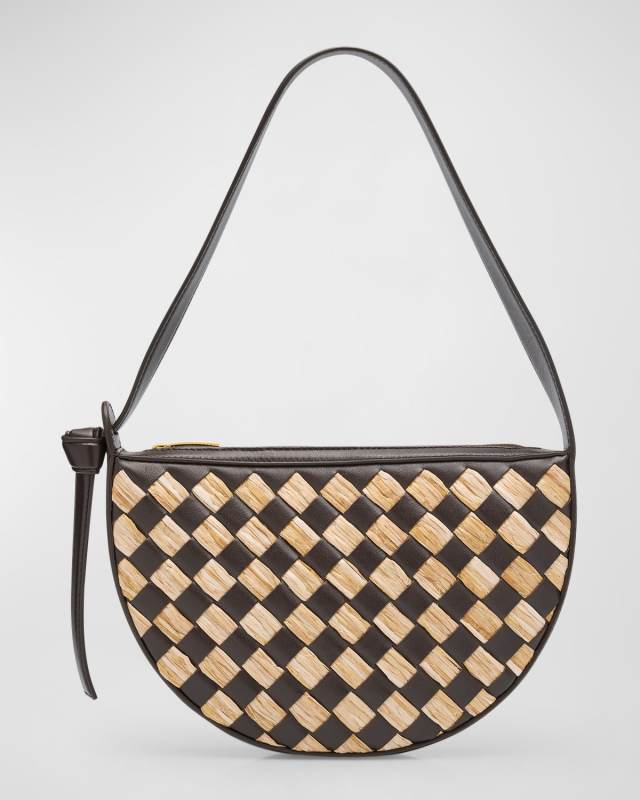 Sunrise Raffia & Leather Shoulder Bag