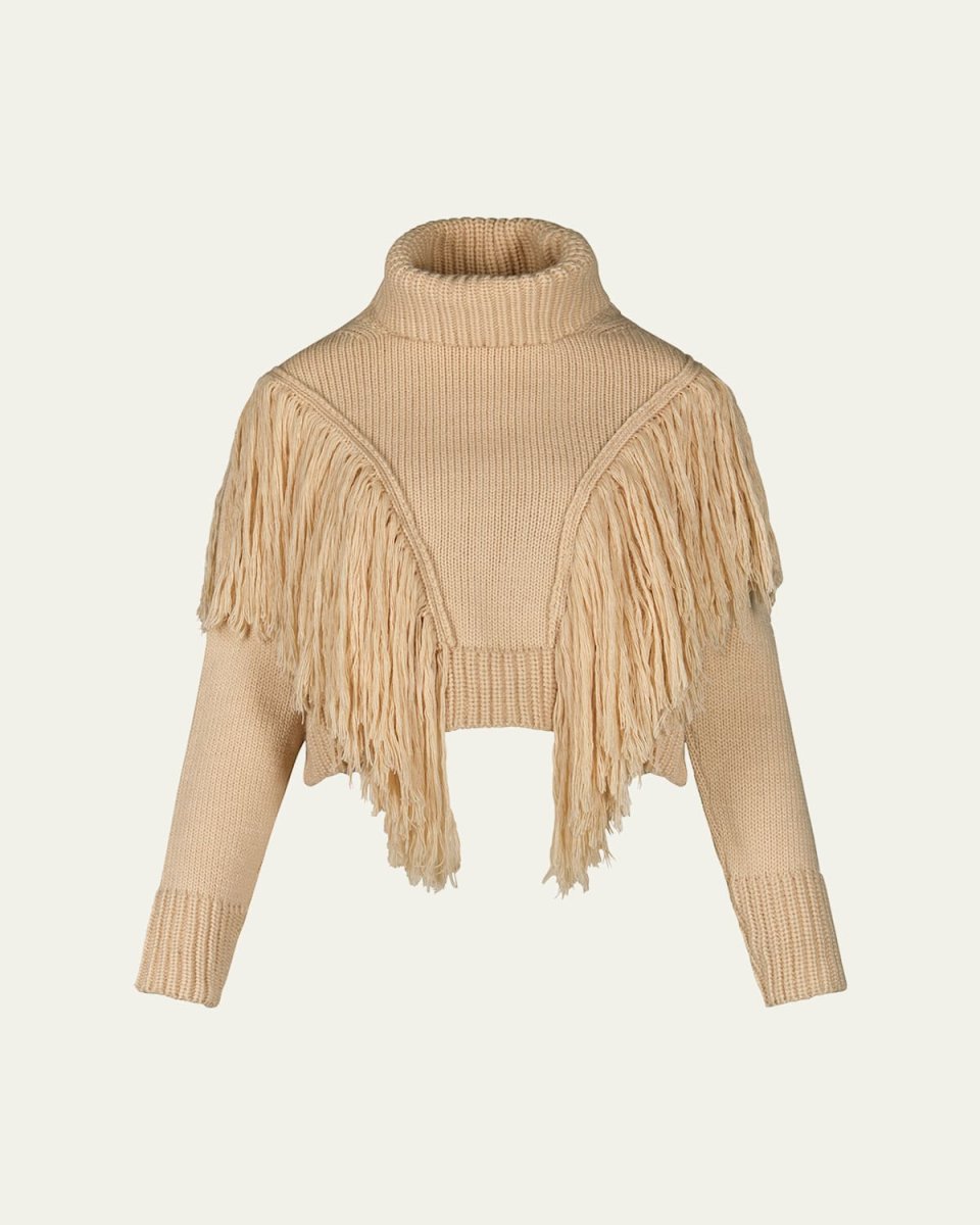 Elegancia Natural Fringed Cashmere Sweater