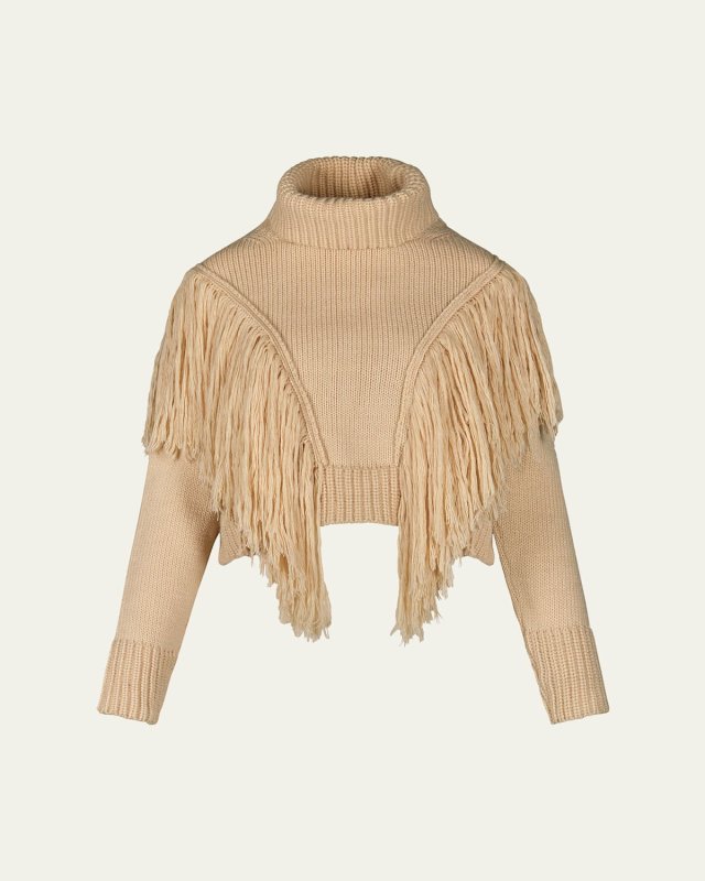 Elegancia Natural Fringed Cashmere Sweater