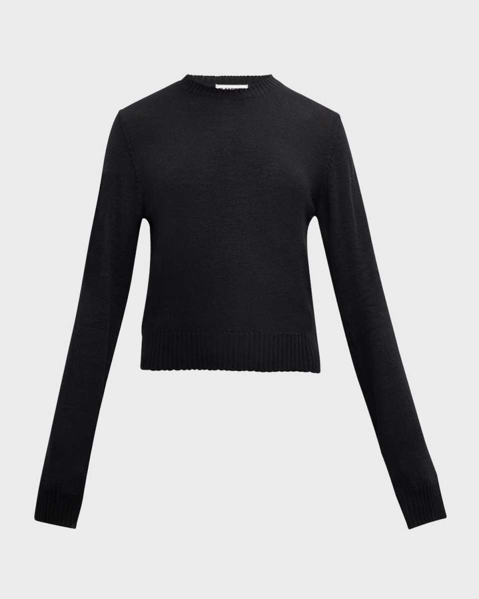 Long-Sleeve Wool Crop Sweater