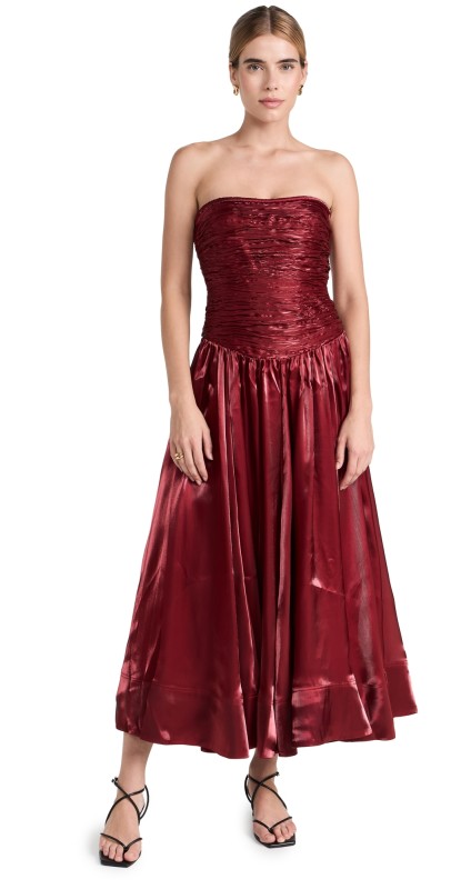 Aje Regent Midi Dress Garnet Red