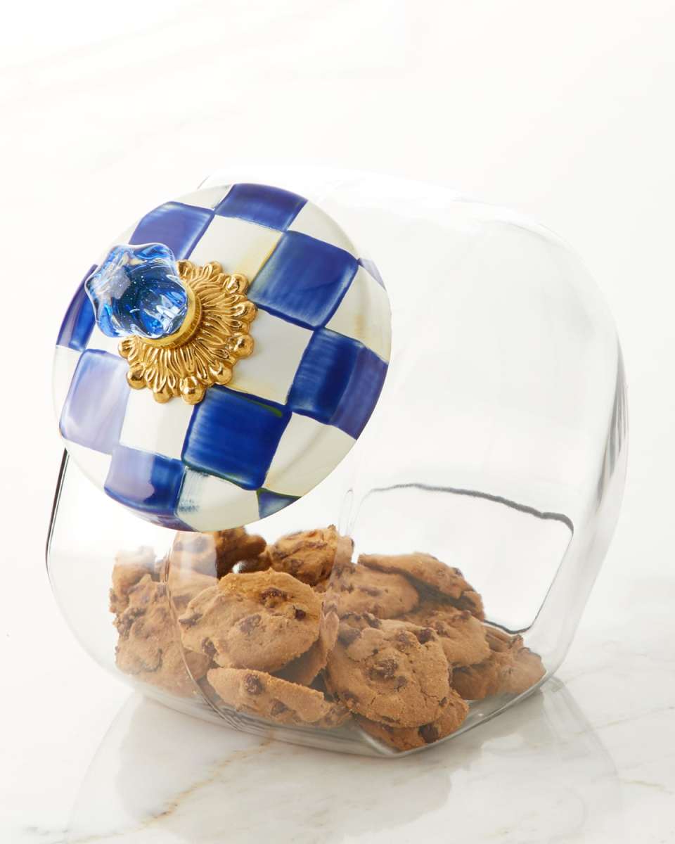 Cookie Jar with Royal Check Enamel Lid