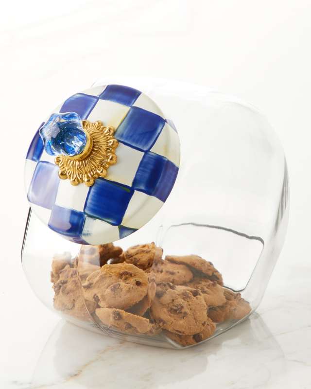 Cookie Jar with Royal Check Enamel Lid