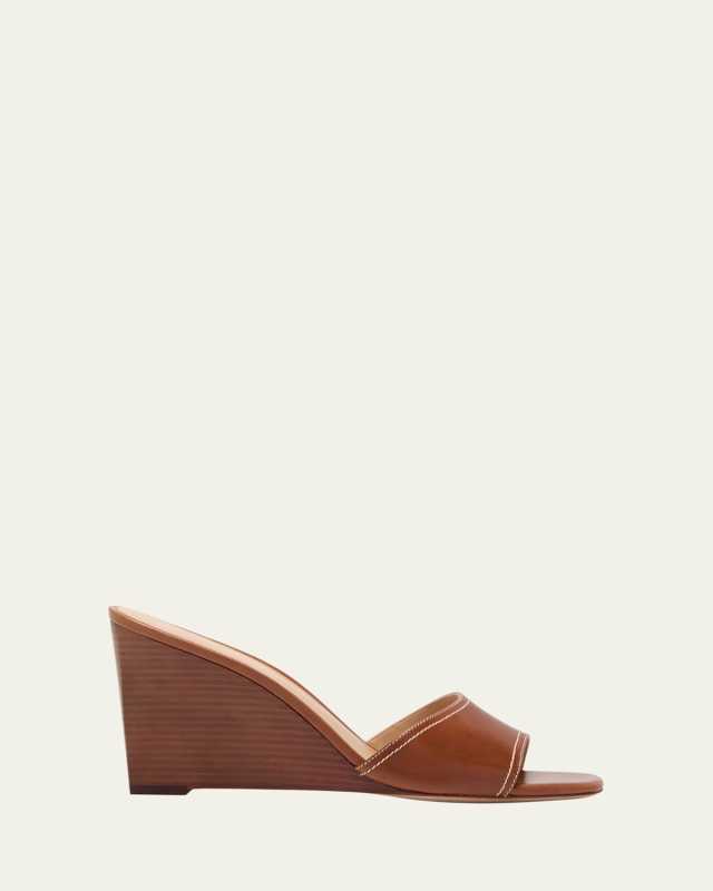 Ellen Leather Wedge Slide Sandals