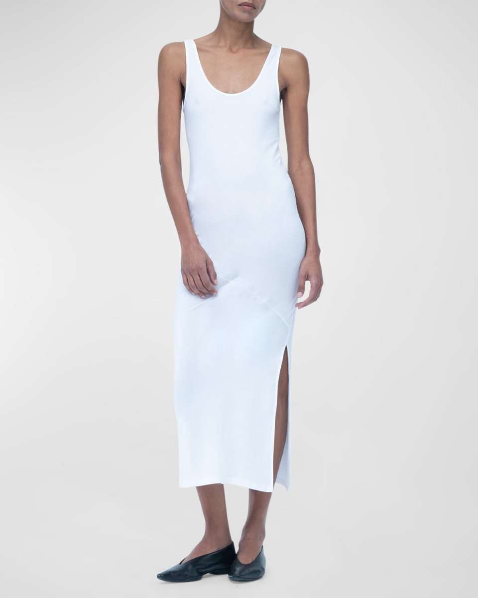 Scoop-Neck Slit Midi Tank Dress