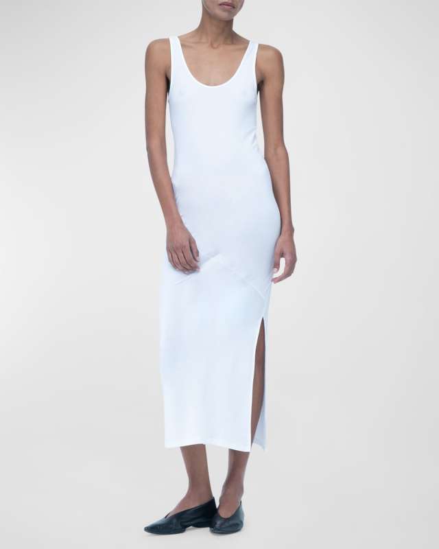 Scoop-Neck Slit Midi Tank Dress