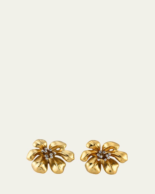 Crystal Flower Button Earrings