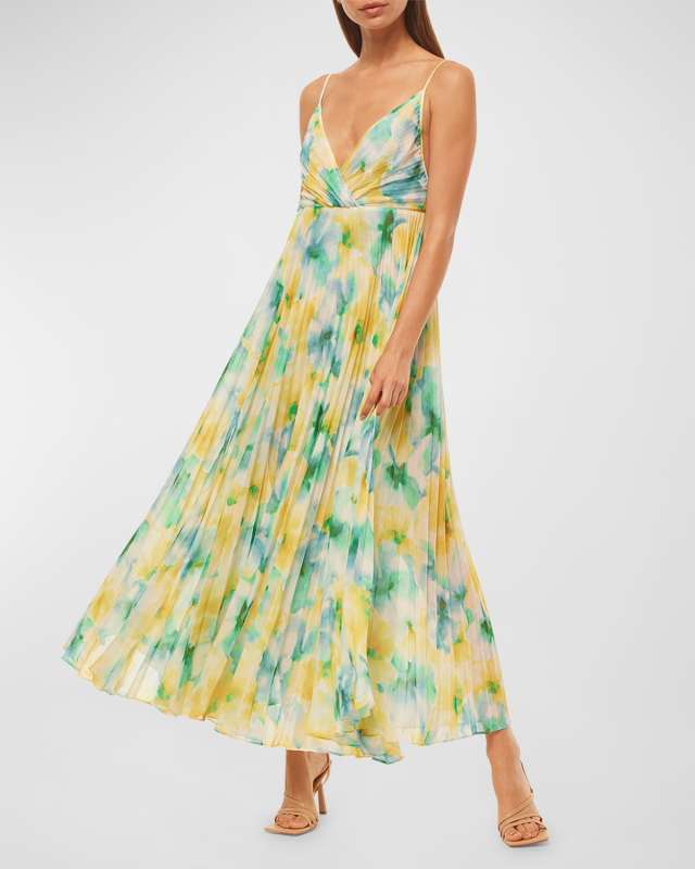 Galeta Tie-Back Floral Pleated Midi Dress
